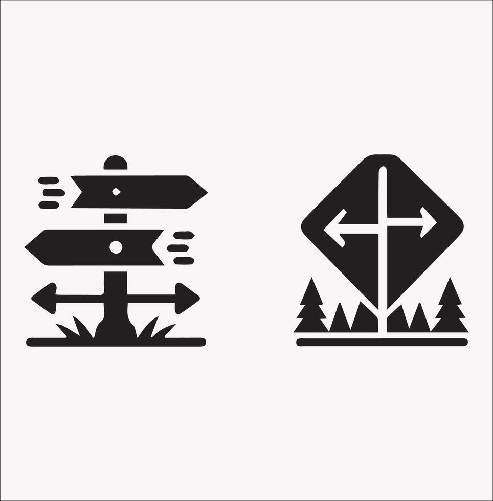 Simple and Clean Traffic Direction Sign Icon Silhouette vector