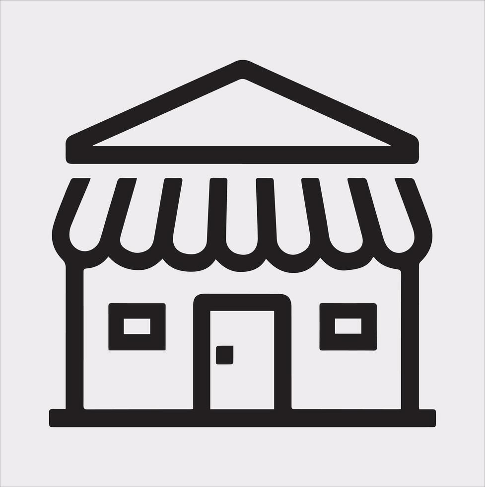Elegant Storefront Silhouette Icon on a White Background vector