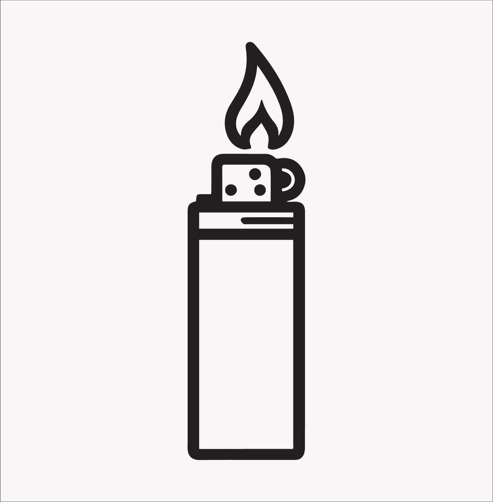 Clean Fire Lighter Silhouette Icon in Line Style on White Background vector
