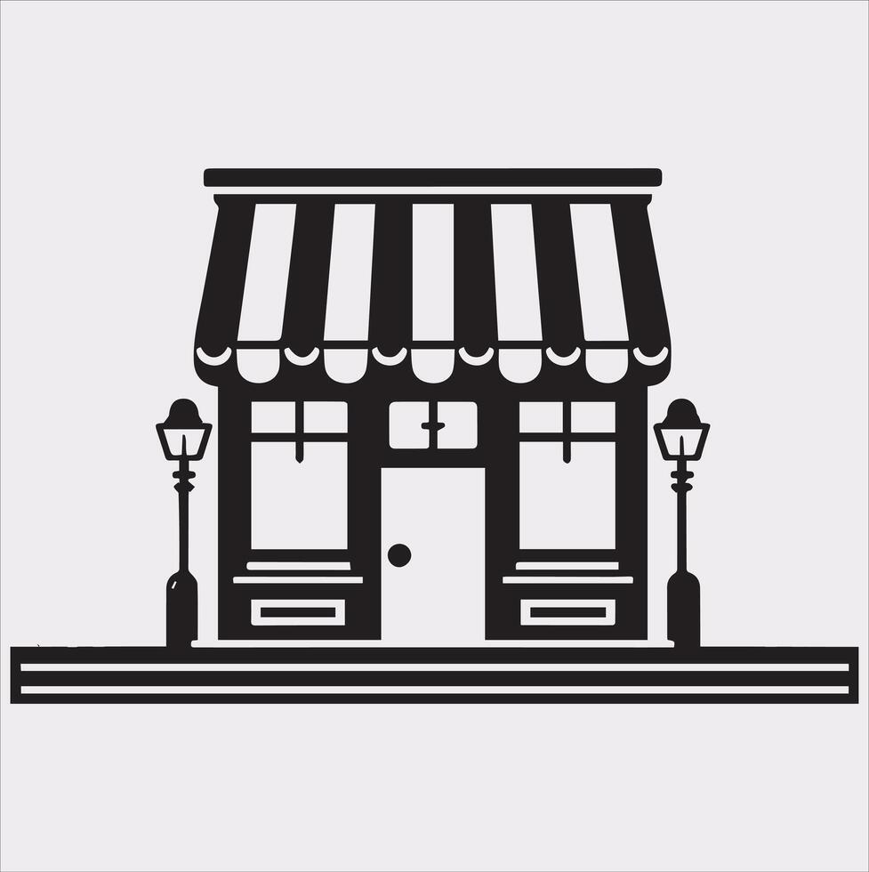 High-Resolution Shop Store Icon Silhouette on Plain White vector