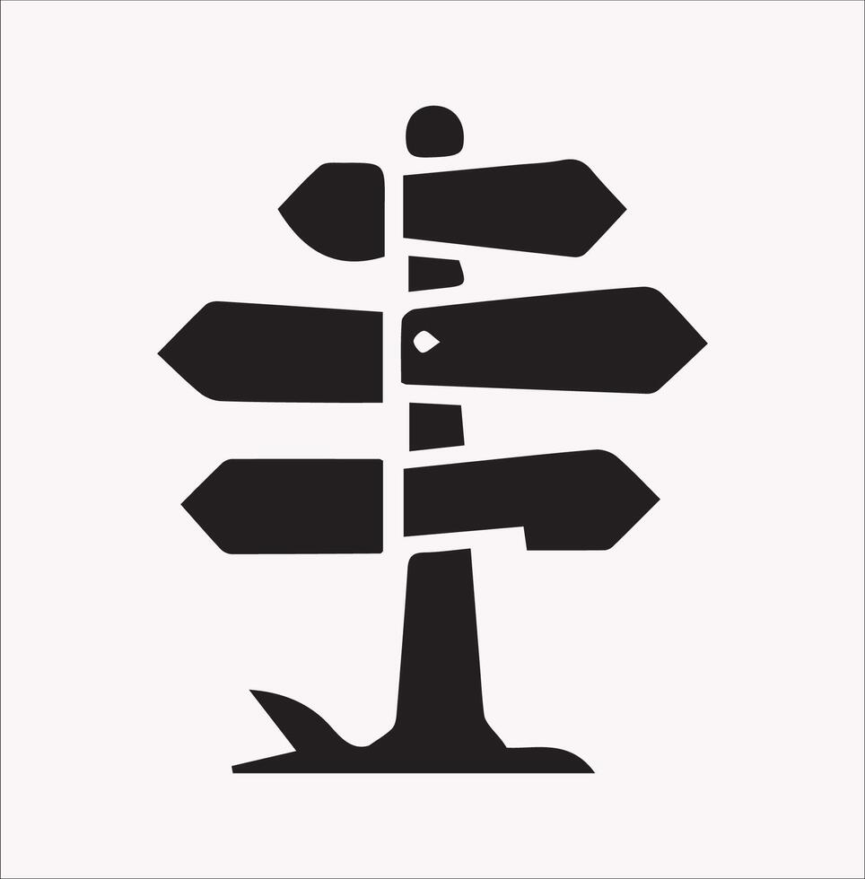 Silhouette of Traffic Direction Board Sign Icon for Design Projects vector