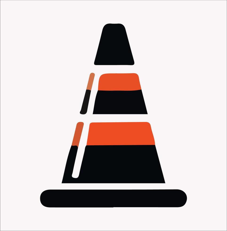 Minimalist Road Cone Icon Silhouette on White Background vector