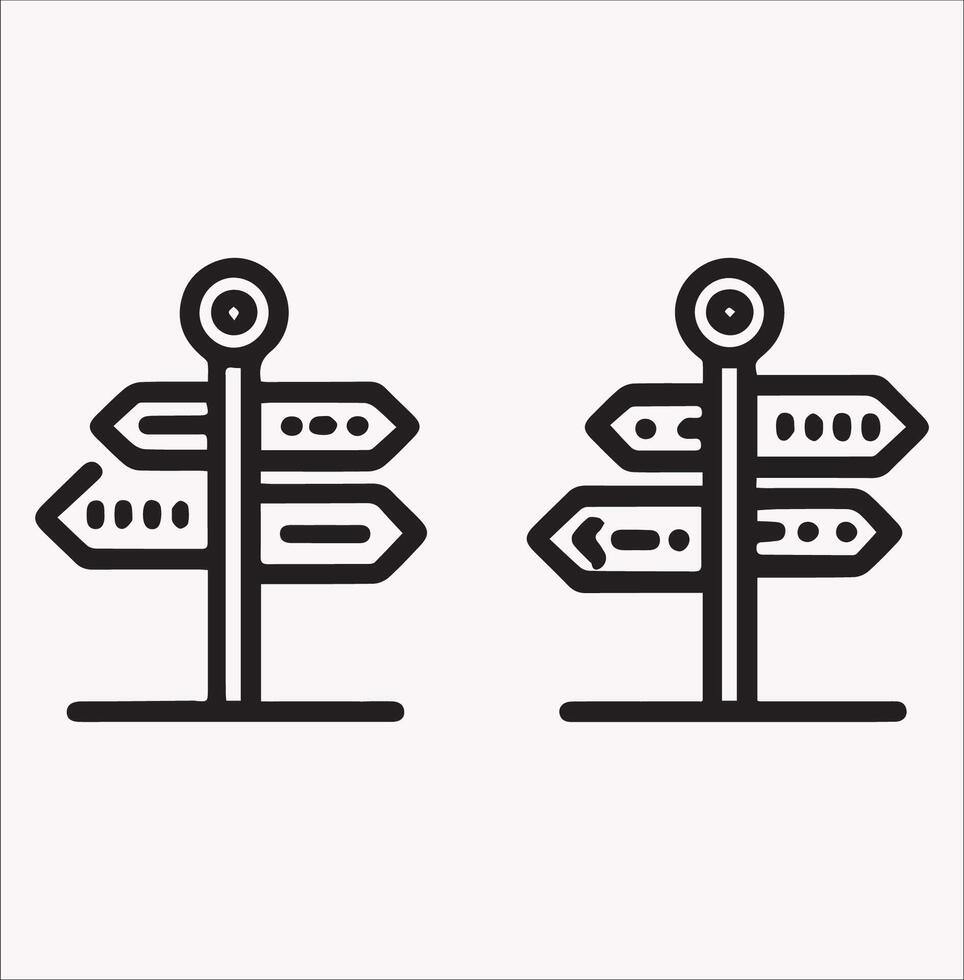 High-Resolution Traffic Direction Sign Icon Silhouette on White Background vector
