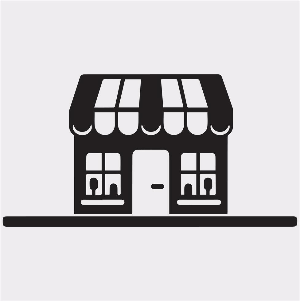 Minimalist Shop Store Icon Silhouette for Branding vector