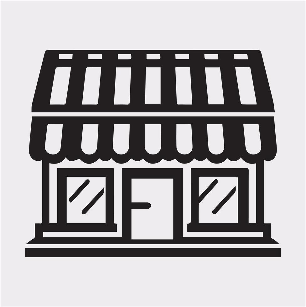 Clean Line Art Shop Store Icon Silhouette for Websites vector