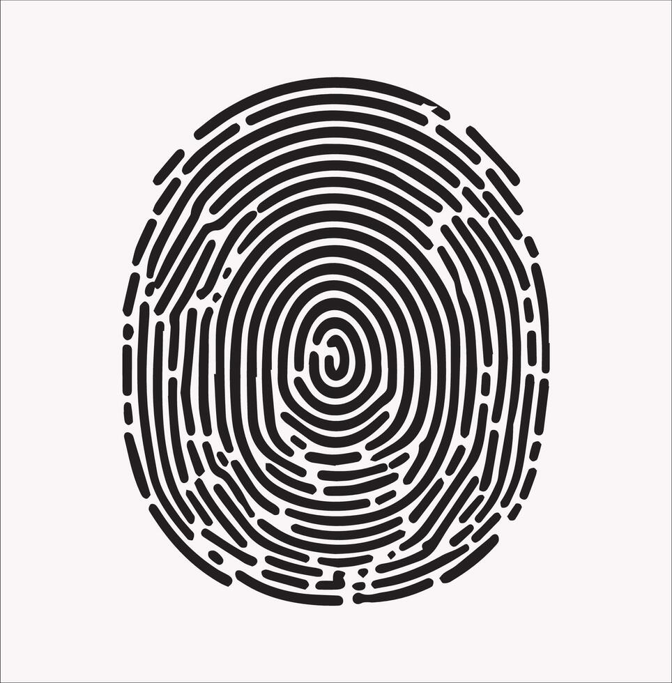 Minimalist Biometric Fingerprint Silhouette on White for Identity Design vector