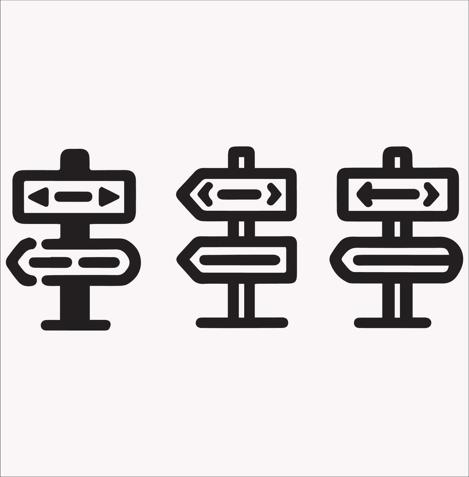 High-Quality Traffic Direction Sign Icon on White Background vector