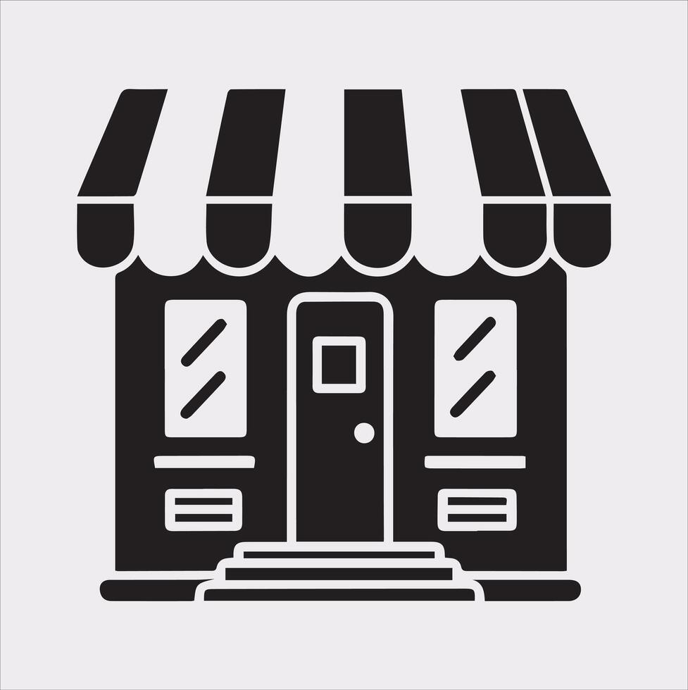 Simple Shop Store Icon Silhouette on Clean White Background vector