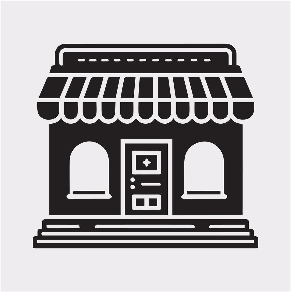 Modern Shop Store Icon Silhouette on White Background vector