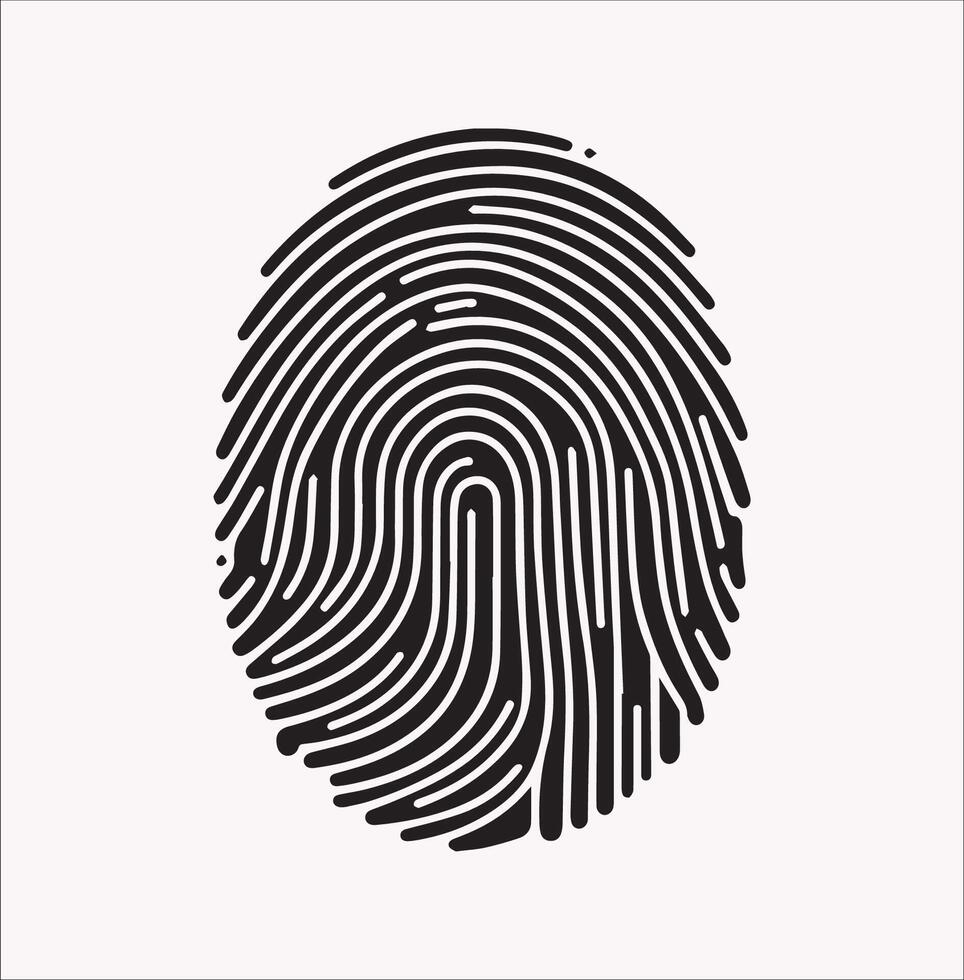 Clean Biometric Fingerprint Silhouette on Plain White Background vector