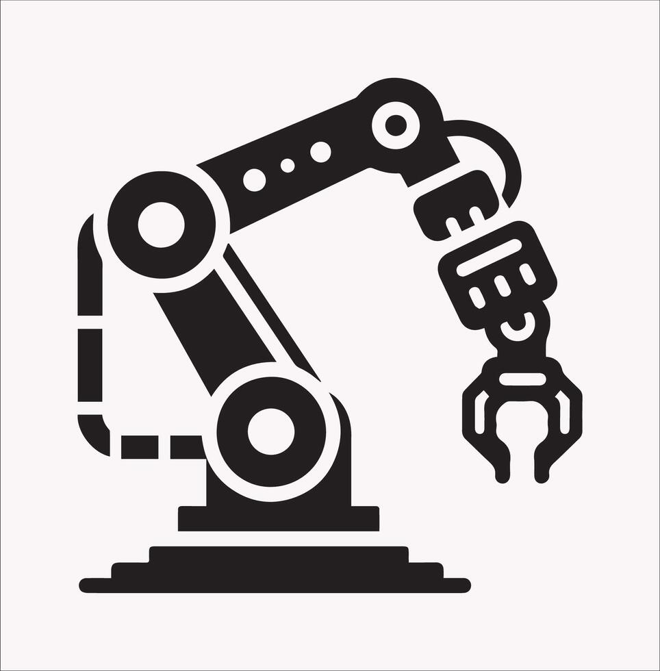 Robotic Arm Icon Silhouette in Black and White Background vector