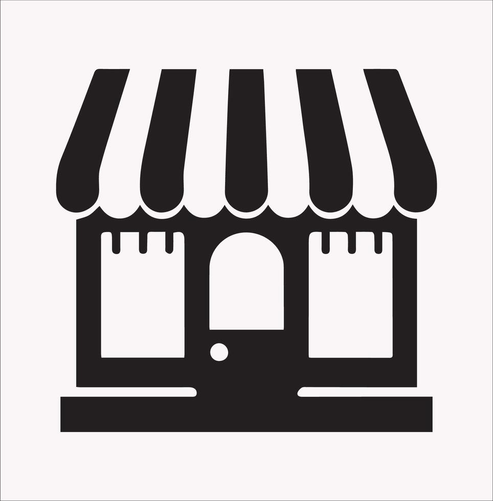 Online Shop Silhouette Graphic on Plain White Background vector