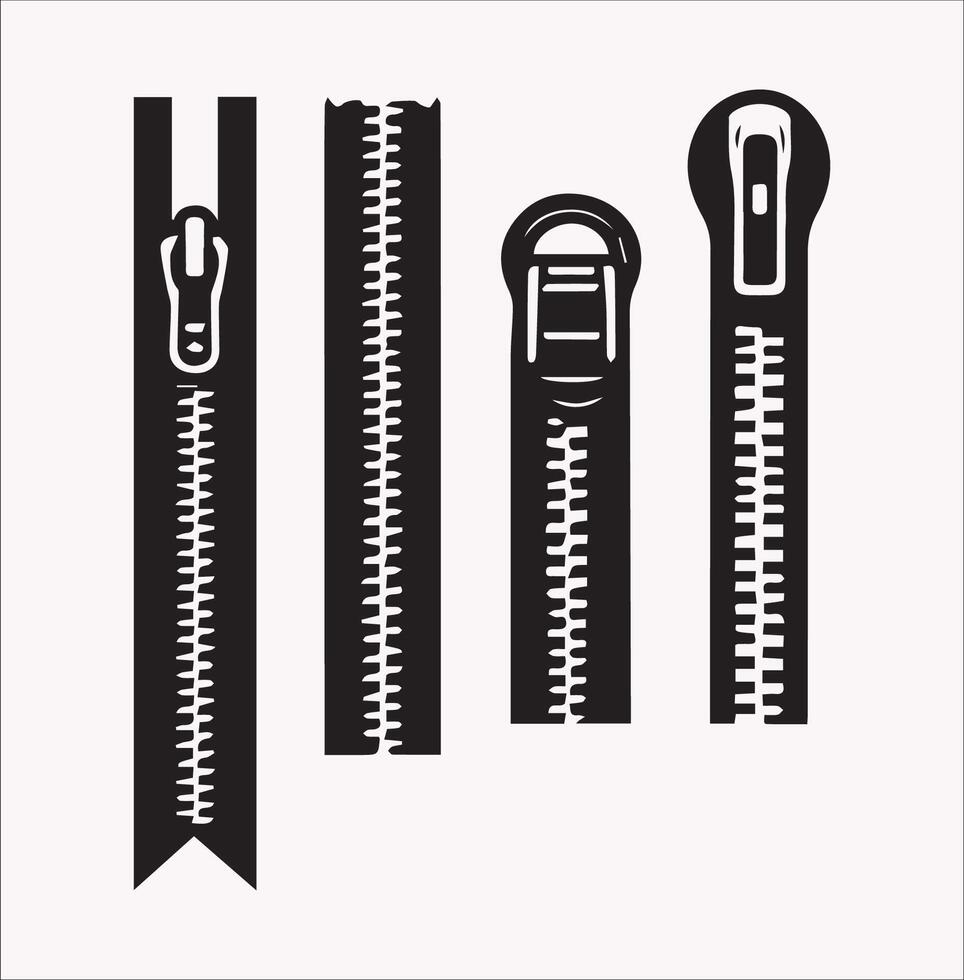 Elegant Zipper Icon Silhouette for Digital Projects vector