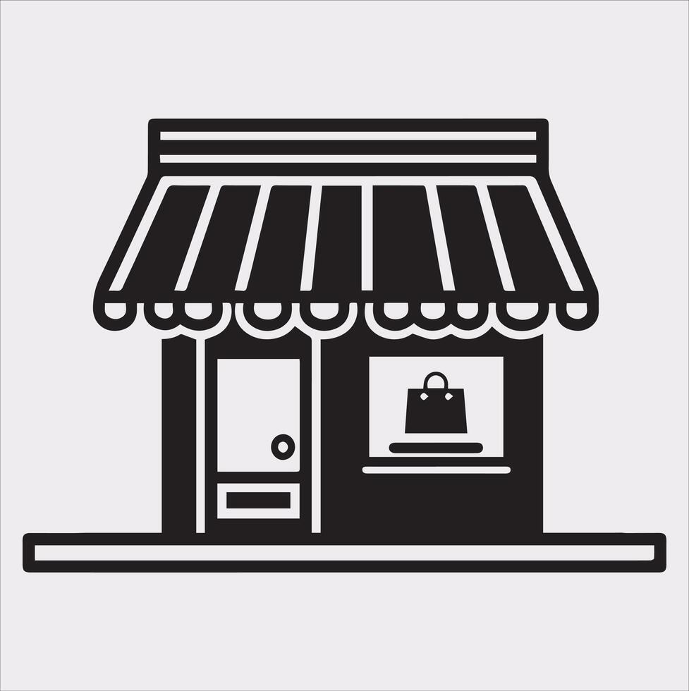 Simple Storefront Silhouette Icon for E-commerce Designs vector