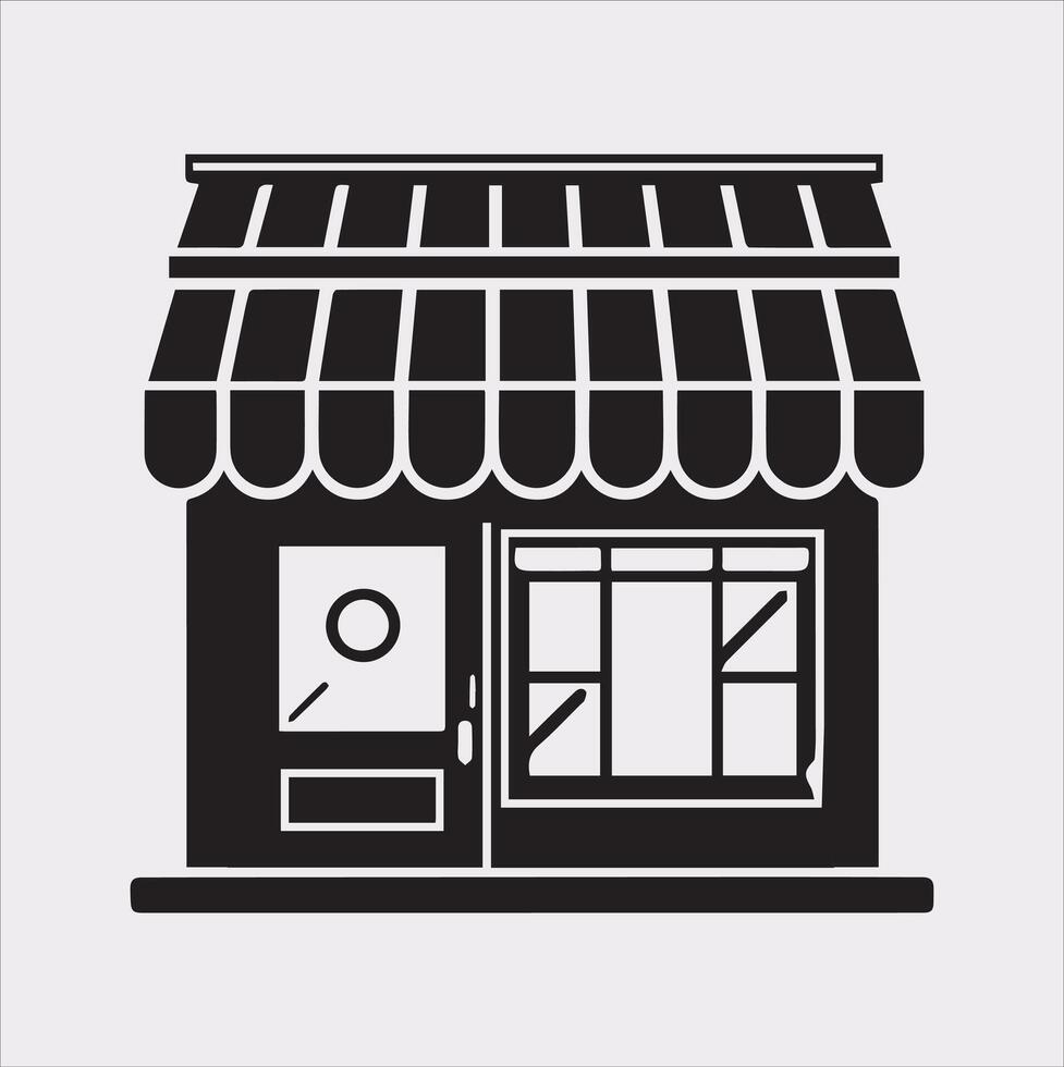 Shop and Store Icon Silhouette Illustration for White Background vector