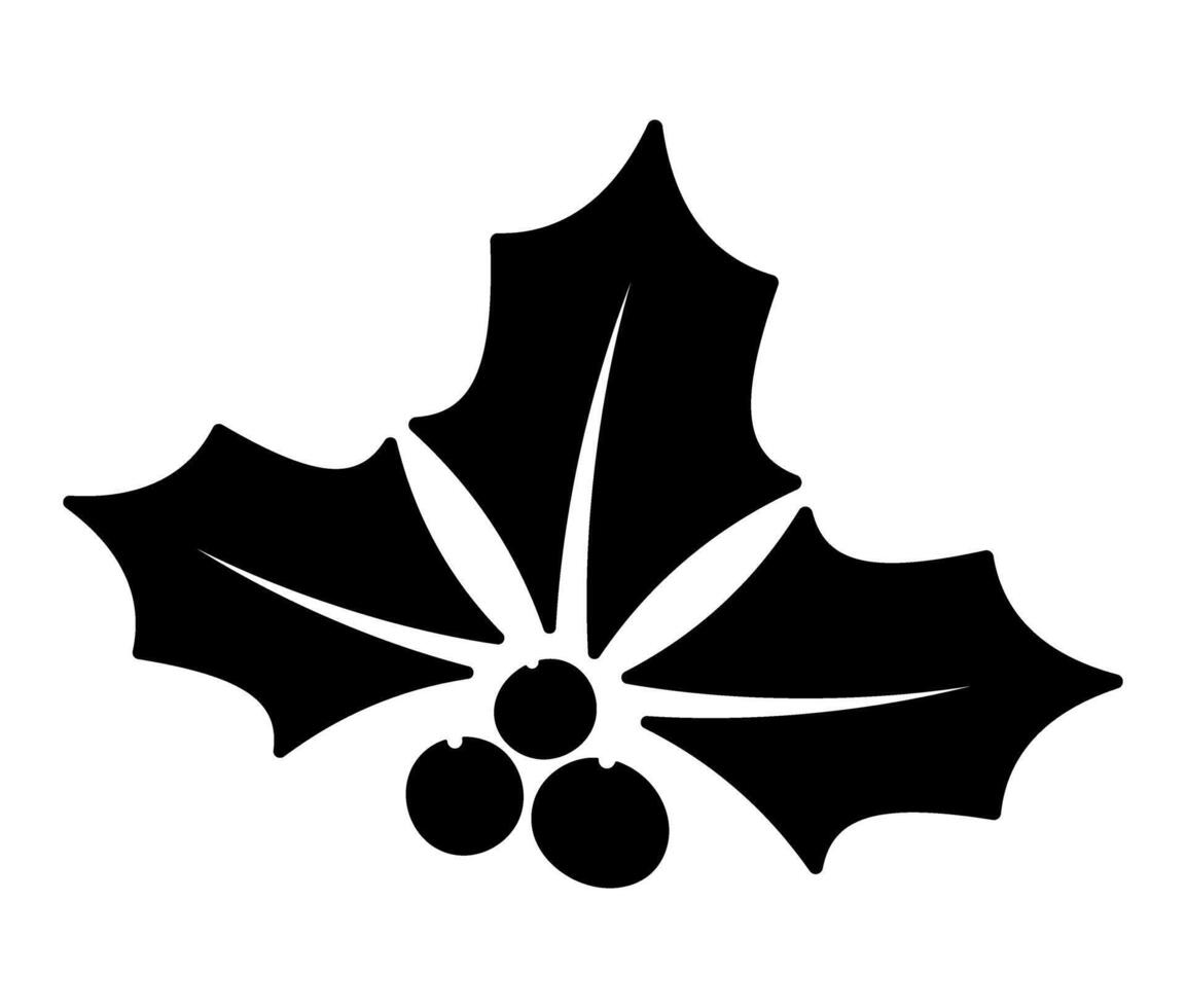 Christmas holly berry icon. Black icon of Christmas symbol. New year and winter, Christmas holidays and gifts. Element for your design vector