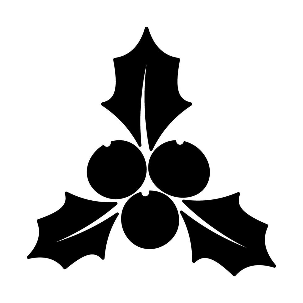 Christmas holly berry icon. Black icon of Christmas symbol. New year and winter, Christmas holidays and gifts. vector