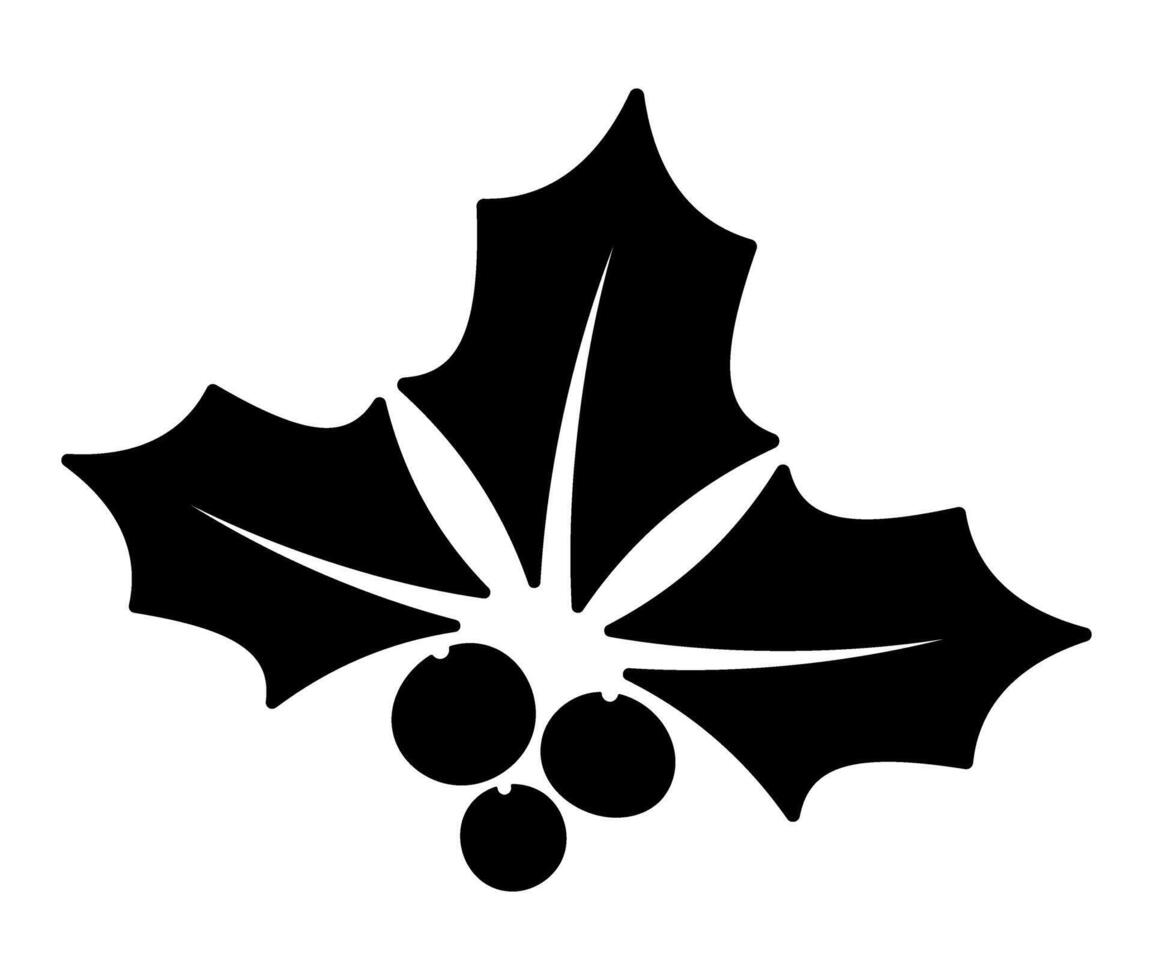 Christmas holly berry icon. Black icon of Christmas symbol. New year and winter. Element for your design vector