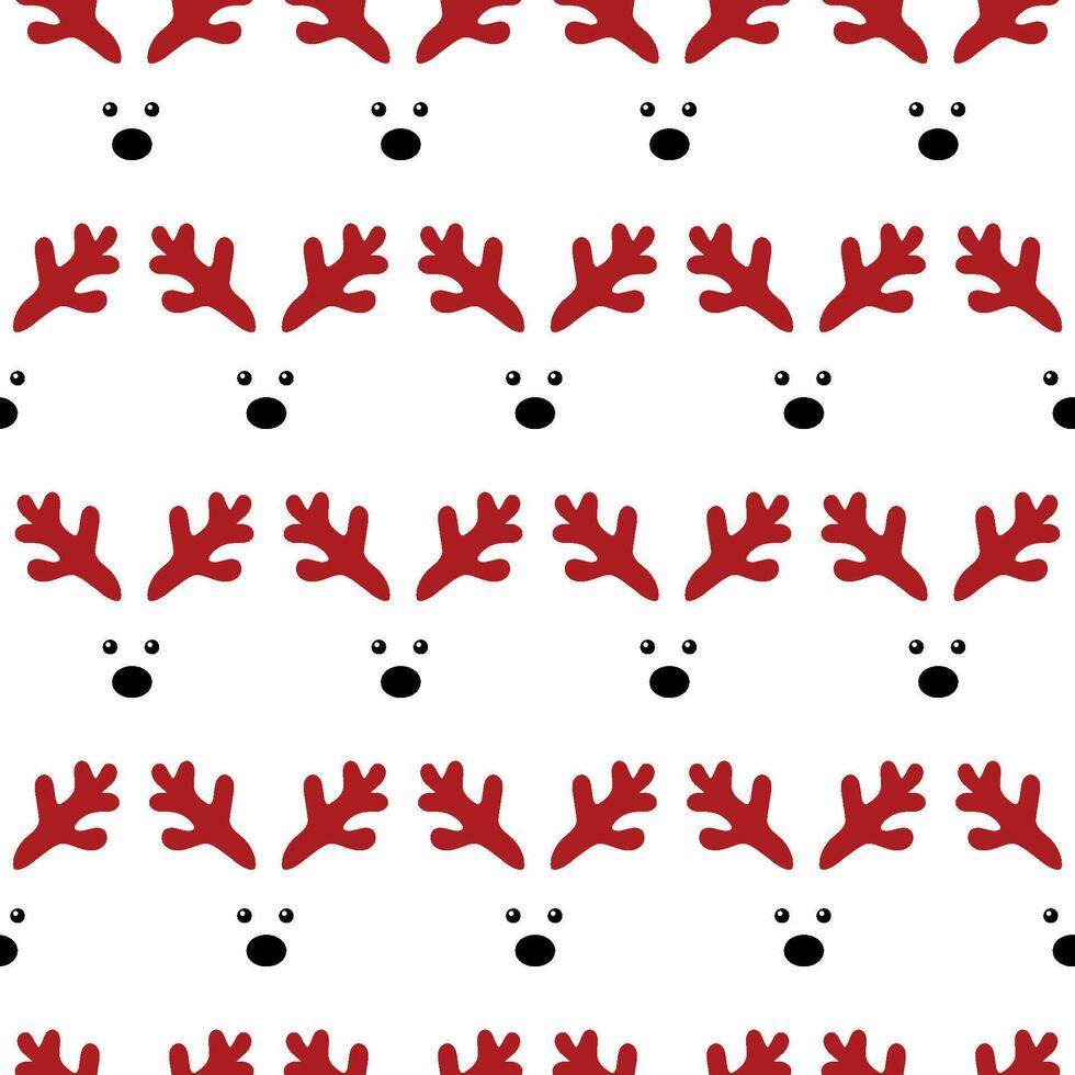 Festive Reindeer Antler and Nose Pattern on White Background vector
