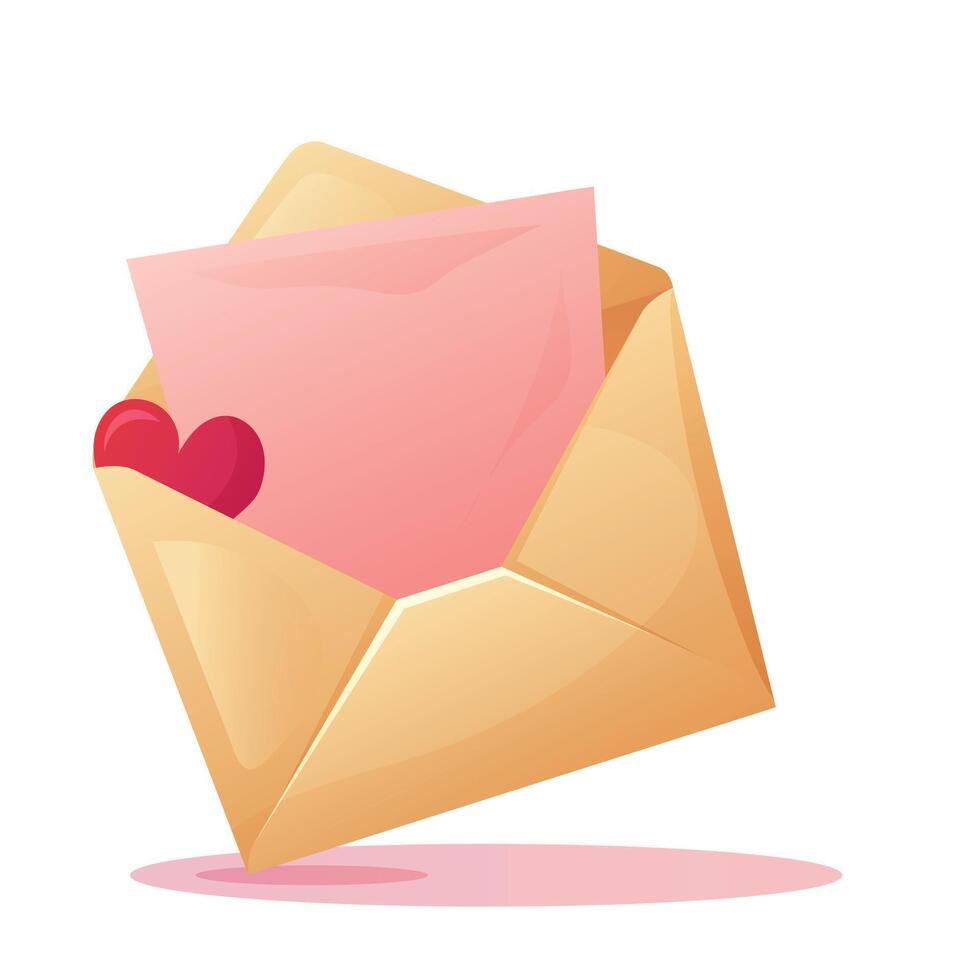 Illustration of Envelope with Love Letter in Cartoon Style on White Background vector