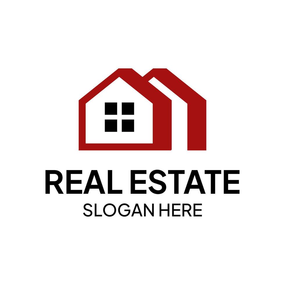 Minimalistic Real Estate Logo Featuring Red House and Window vector