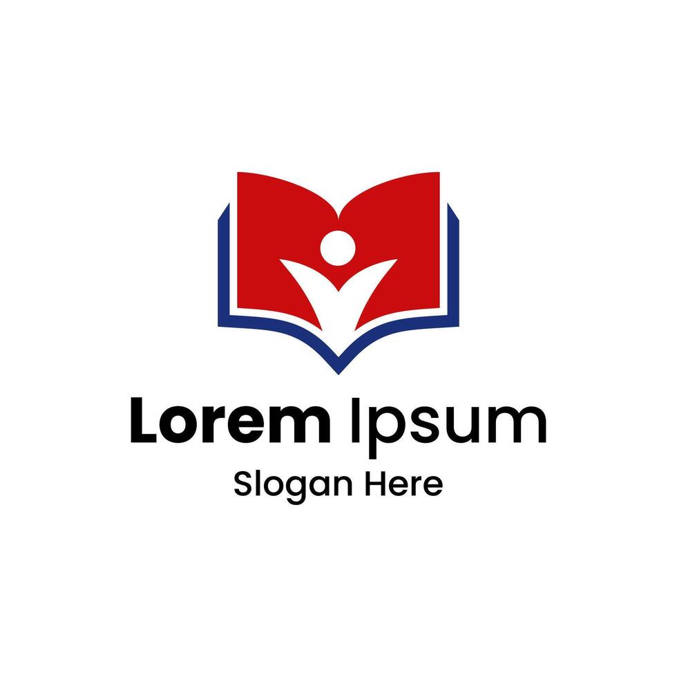 Minimalist Open Book Logo with Human Symbol for Education vector