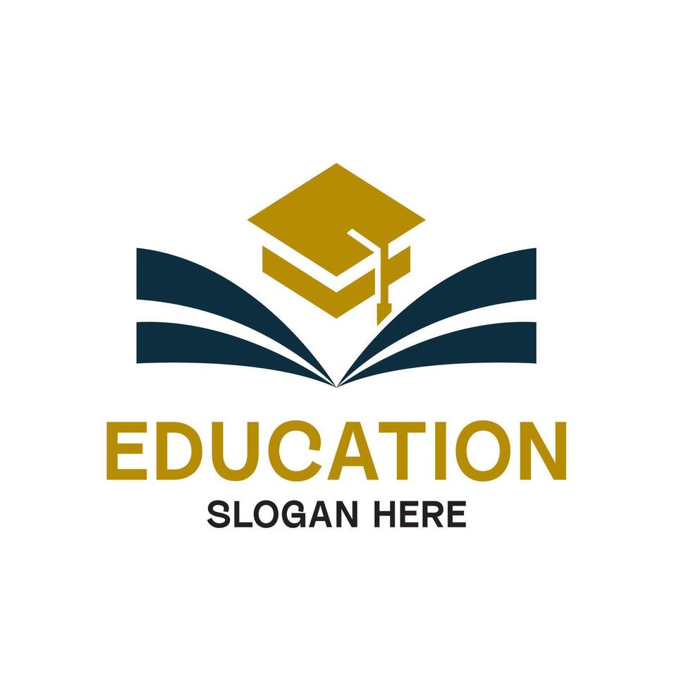 Modern Educational Logo with Graduation Cap and Open Book Icon vector