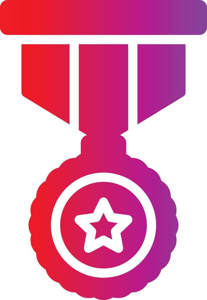 A red and purple medal with a star on it vector