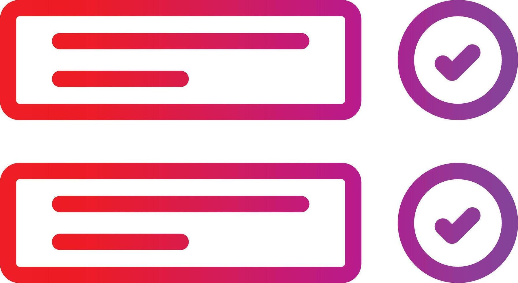 Two icons with a check mark and a red and purple box vector