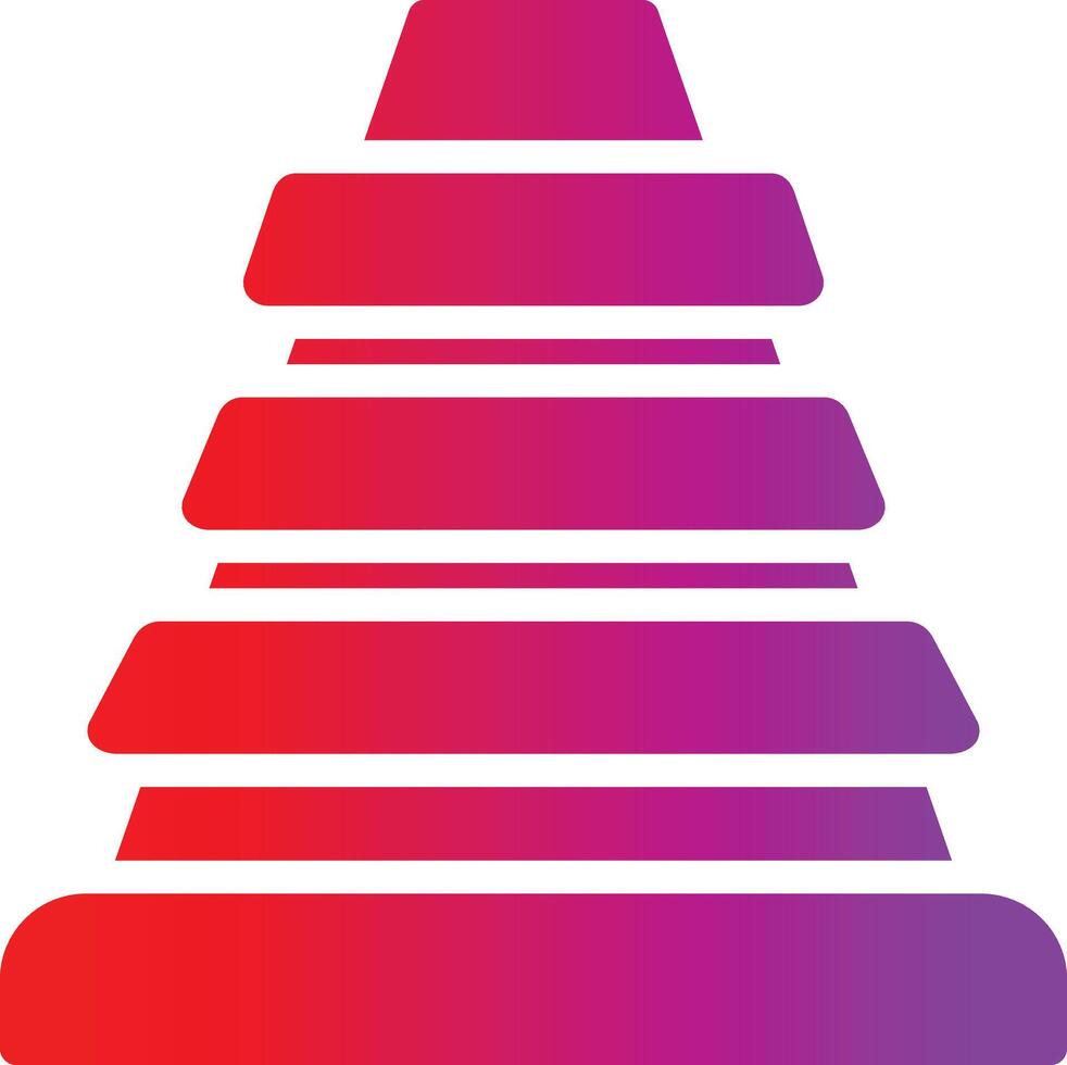 A pyramid shaped icon with red and purple colors vector