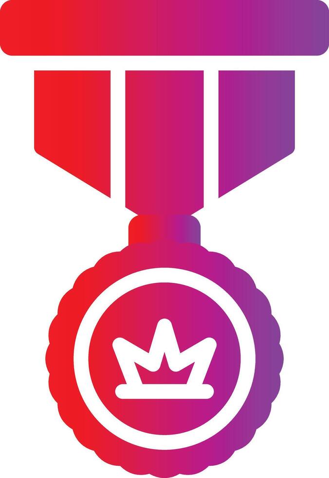 A red and purple medal with a crown on it vector