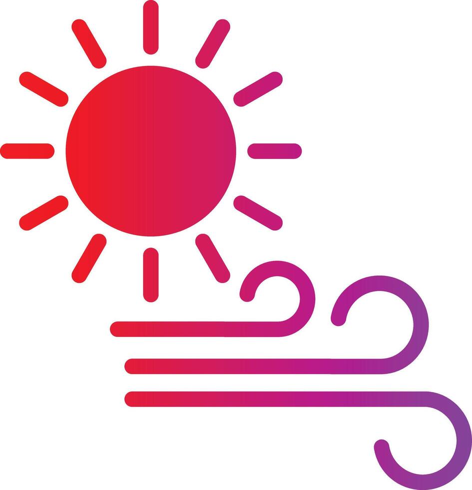 A red and purple sun with a wind blowing vector