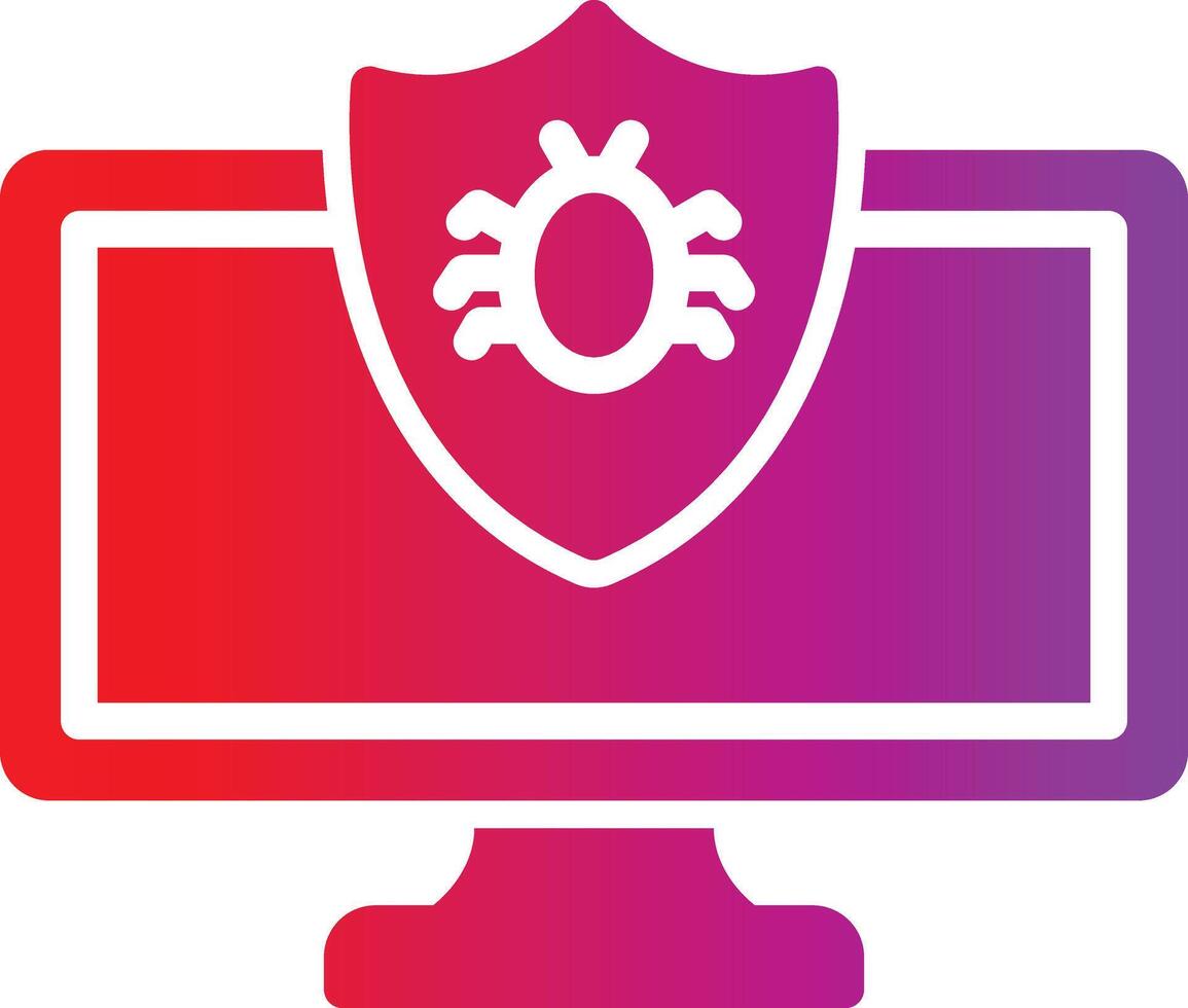 A computer screen with a shield and a spider on it vector