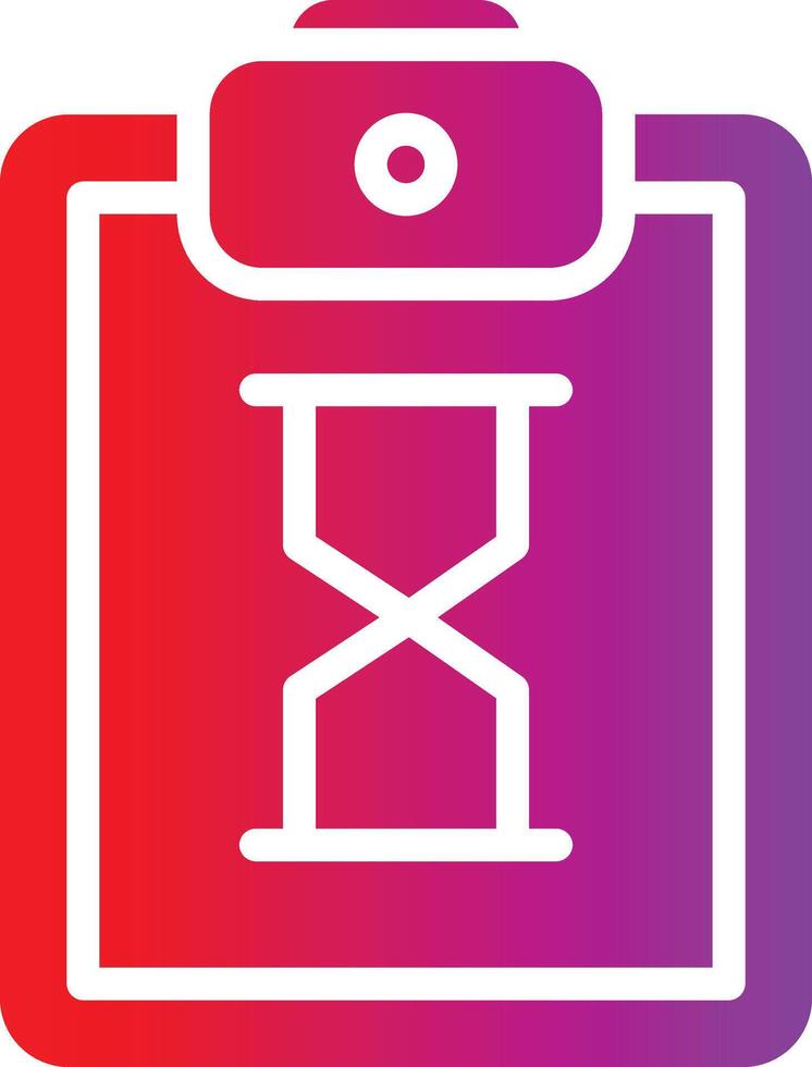 A red and purple clipboard with a clock on it vector