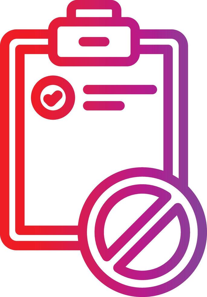 A clipboard with a check mark and a no sign vector