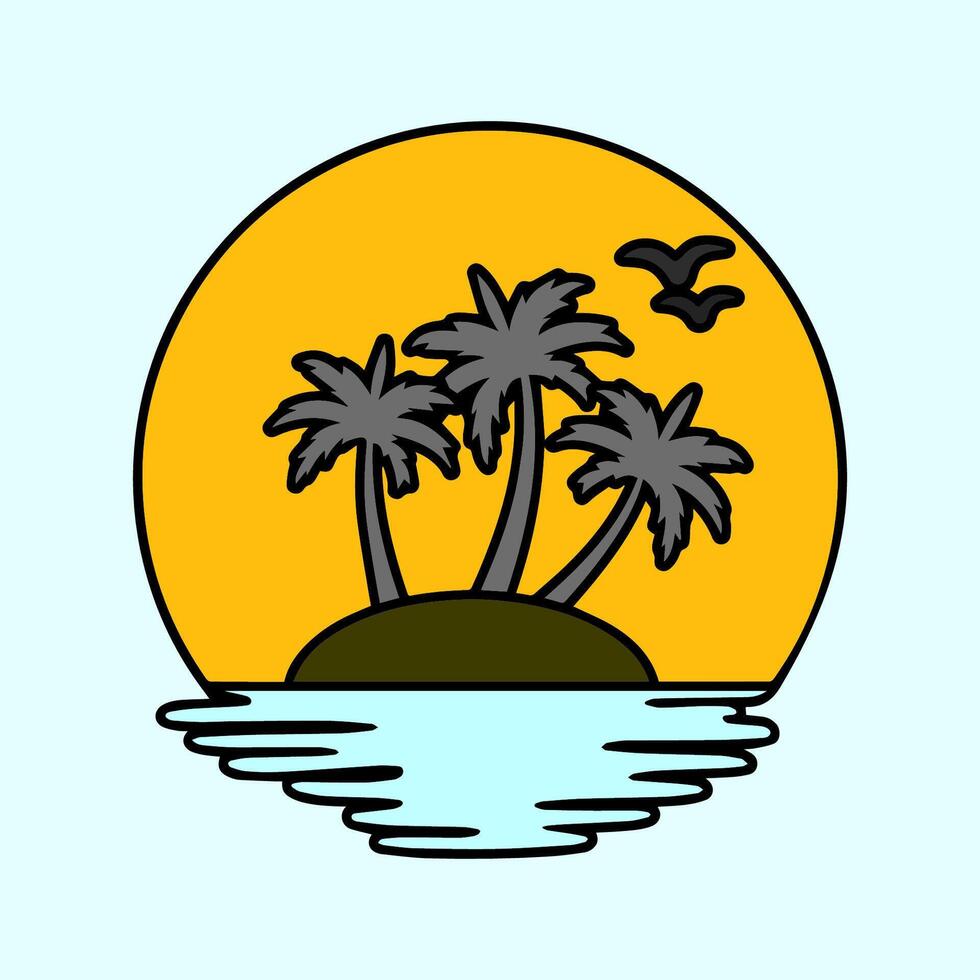 beach sun set vector