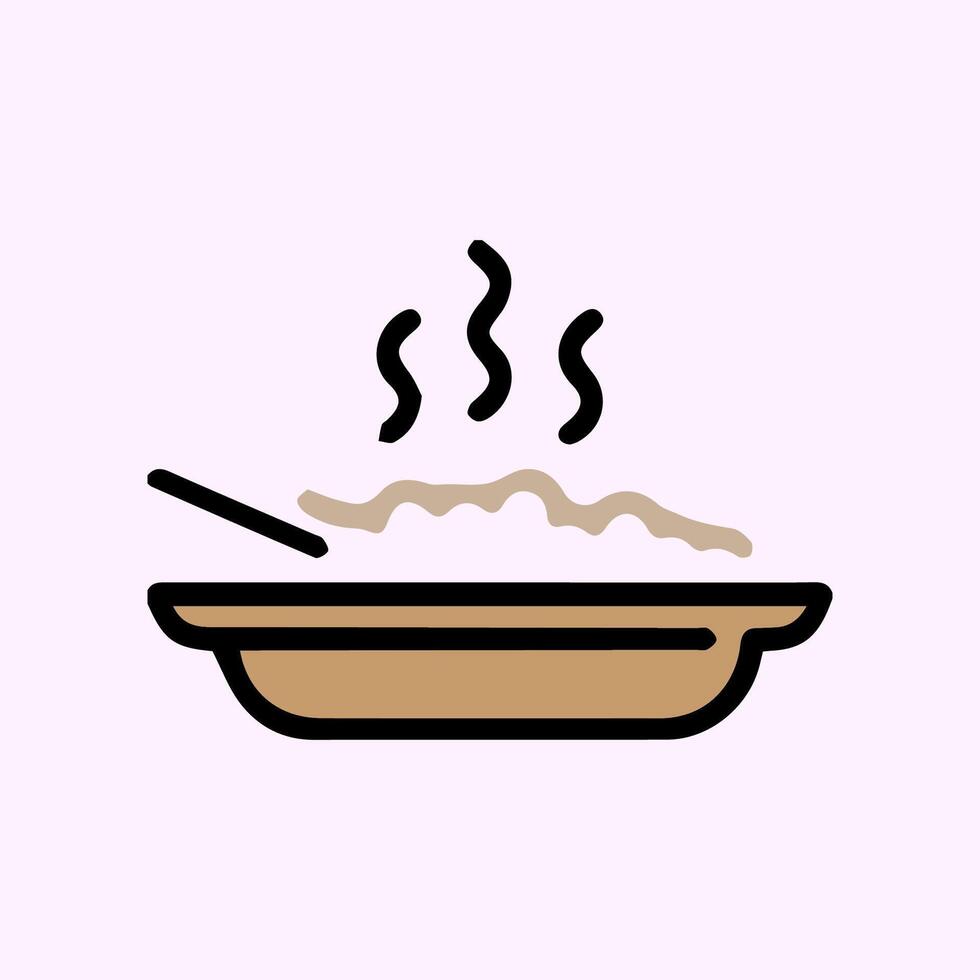 rice serving icon on plate vector