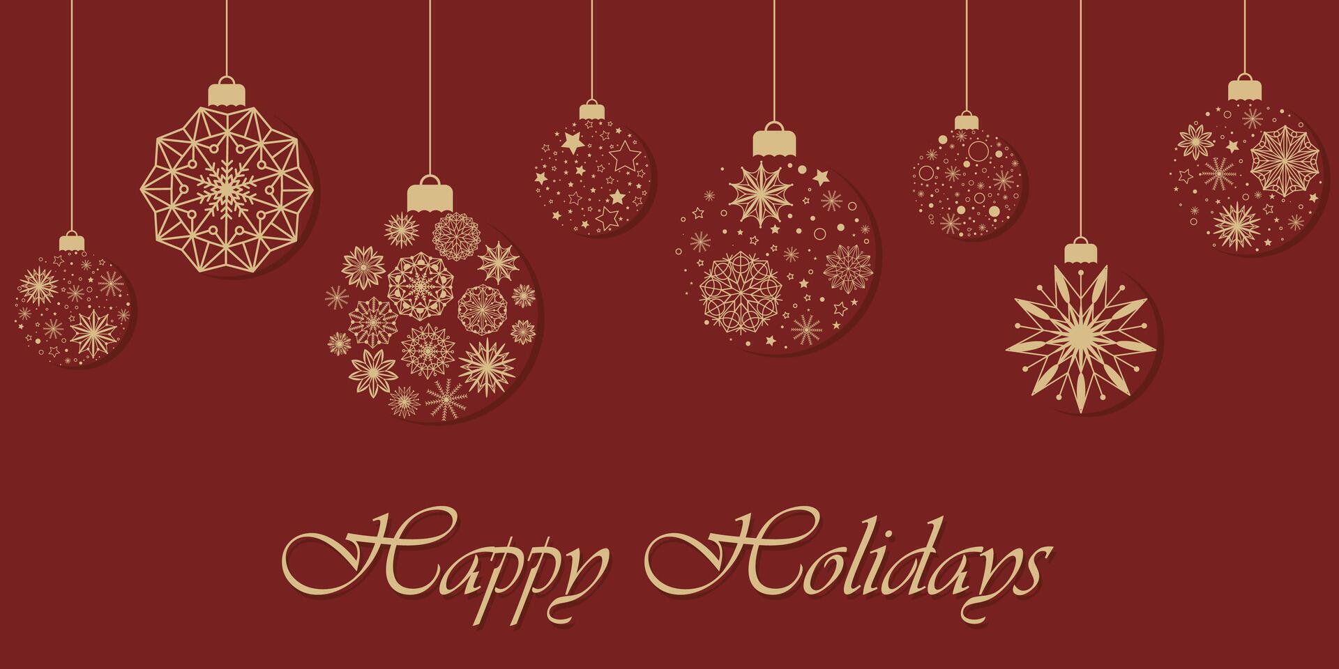 Holiday banner with Christmas balls and text Happy Holidays vector