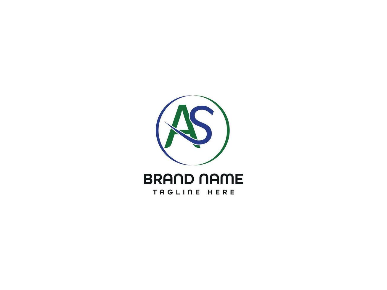 A S letter logo colour of green and blue vector
