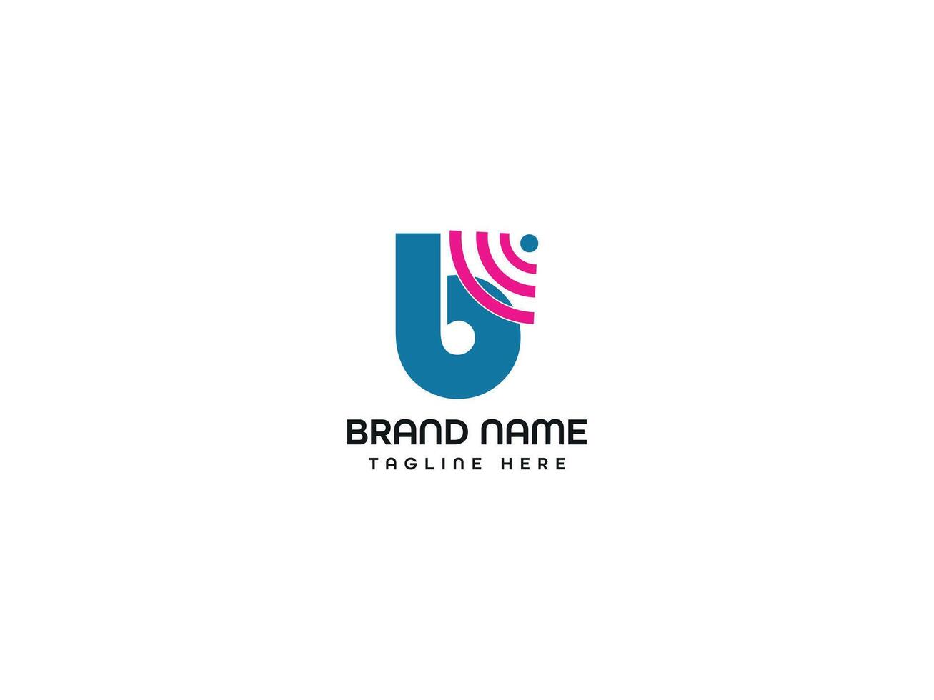 B wifi Letter Design colour of blue vector