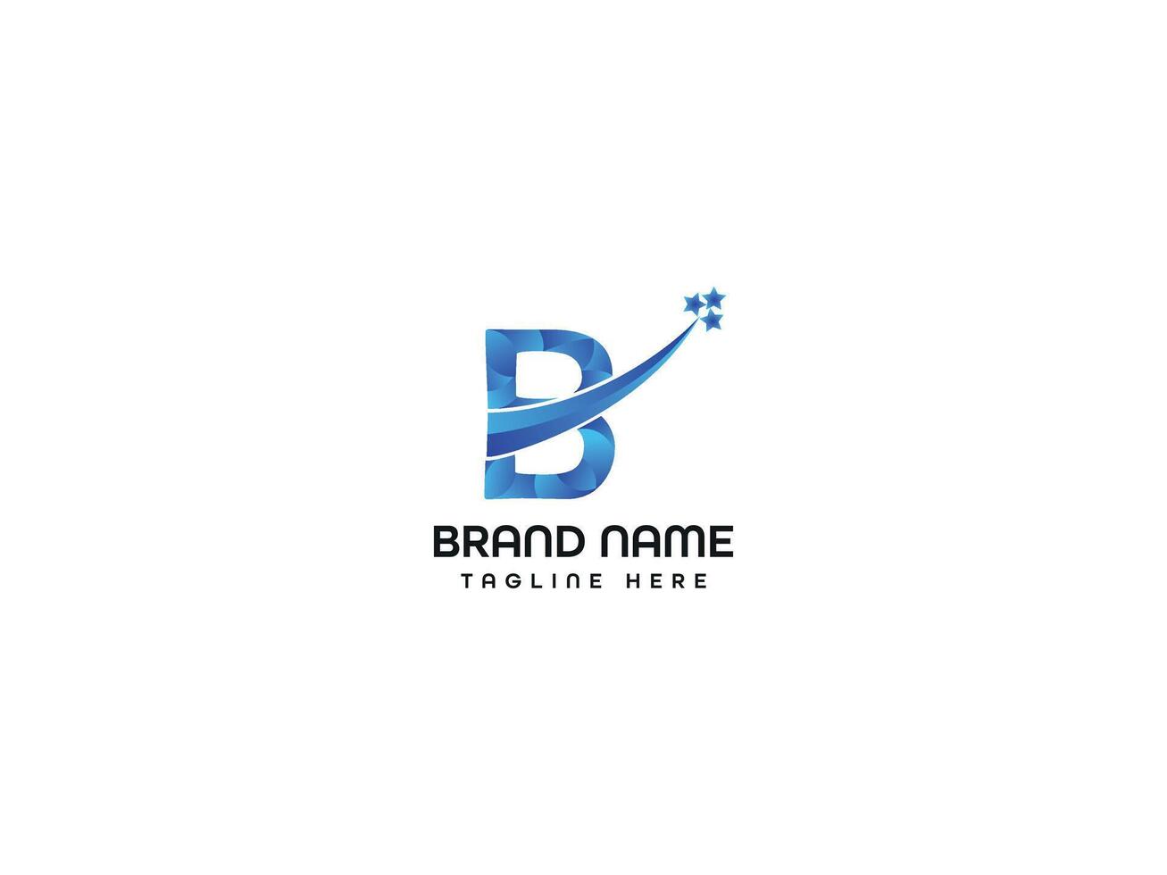 B Letter Design colour of blue with a star. vector