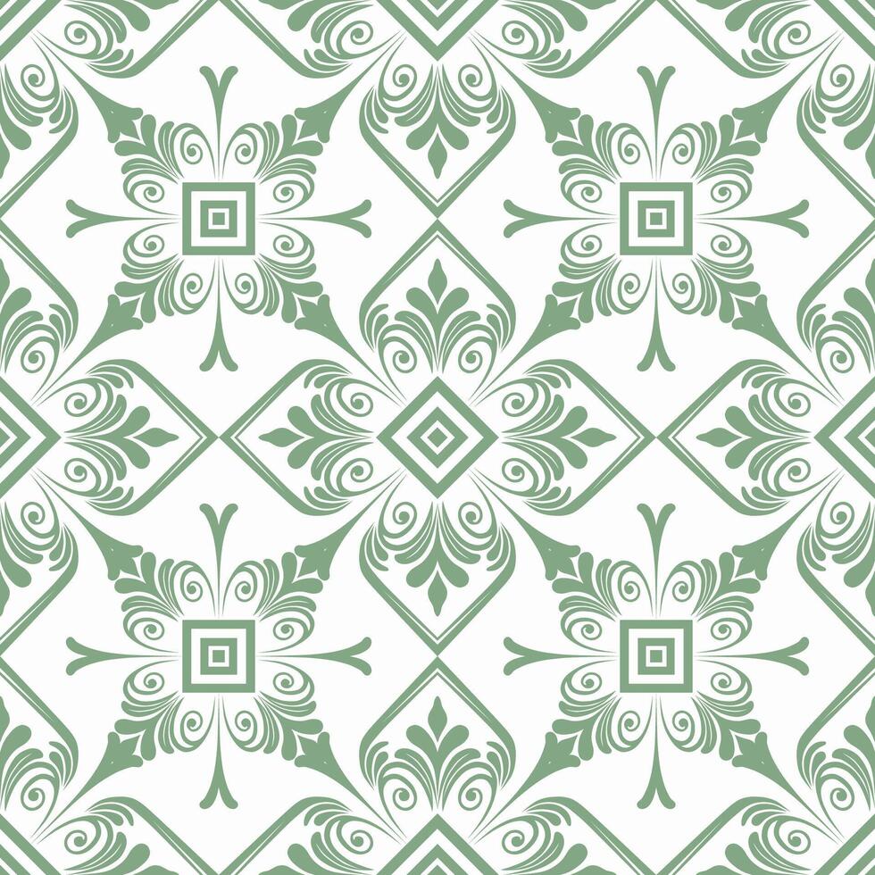 Seamless and elegant damask pattern in a soft green tone, perfect for wallpaper, fabric or gift wrapping paper. vector