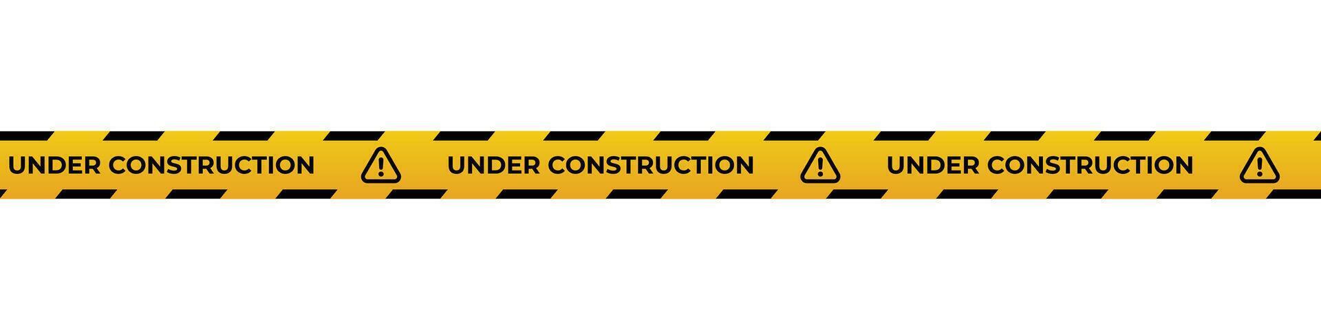 Under construction tape with yellow and black diagonal stripes. Warning tape. Seamless line. illustration vector