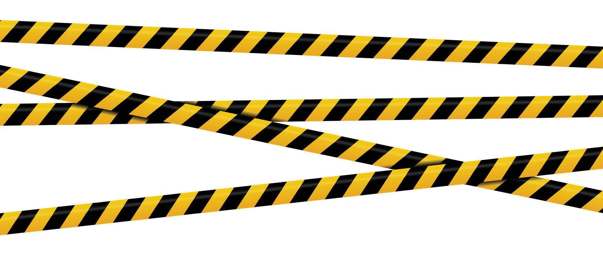 Warning tape with yellow and black diagonal stripes. Warning tape and police line. Warning danger tape. Restriction tape. Seamless line. illustration vector