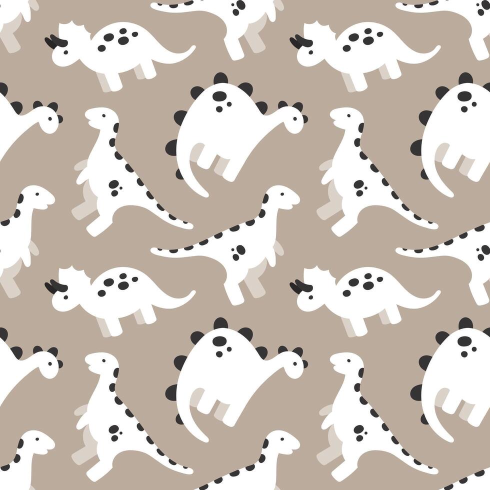 Cute dinosaur seamless pattern for kids. Print with cartoon dino. Pastel background for fabric, wrapping paper, textile, wallpaper vector
