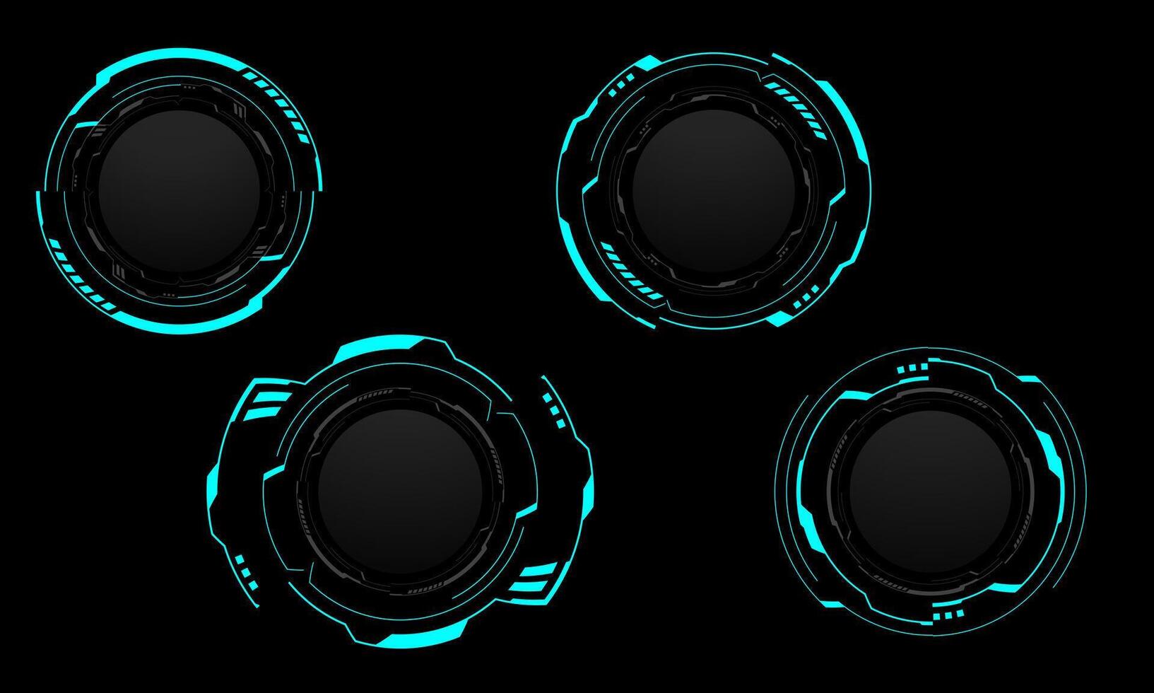 Set of sci fi blue circle user interface elements technology futuristic design modern creative on black background vector