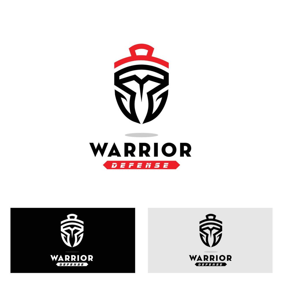 Spartan Warrior Symbol Shield and Helmet Logo Design. simple Spartan Helmet Logo Inspiration. Spartan Shield and Helmet in linear style. Spartan shield Flat Icon vector