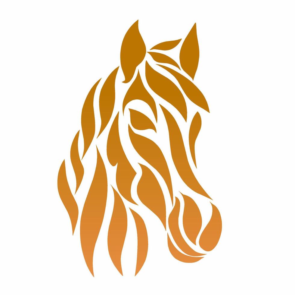 A horse head with a brown and orange color tribal vector