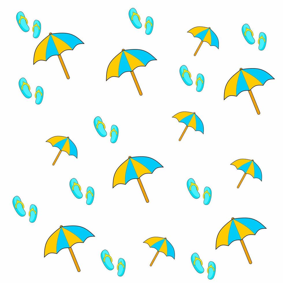 illustration graphics of patterns background of umbrellas and summer sandals vector
