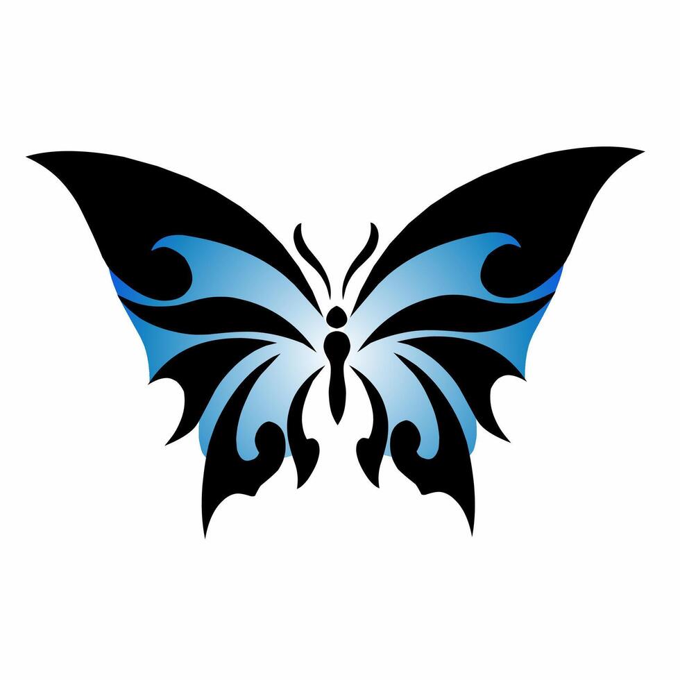 A blue butterfly with black wings on a white background vector